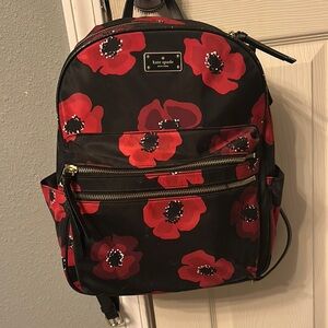 Kate Spade Black and Red Poppy Backpack